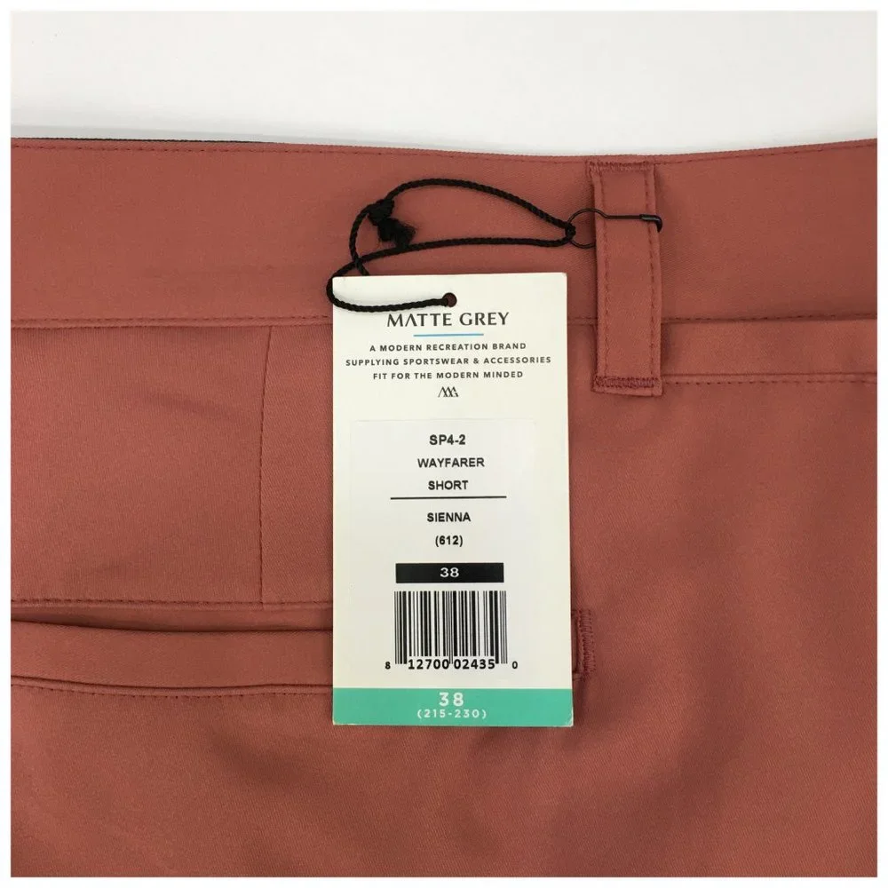 New Matte Grey Mens Golf Shorts Size 38 Lightweight Wayfarer Casual 10.5